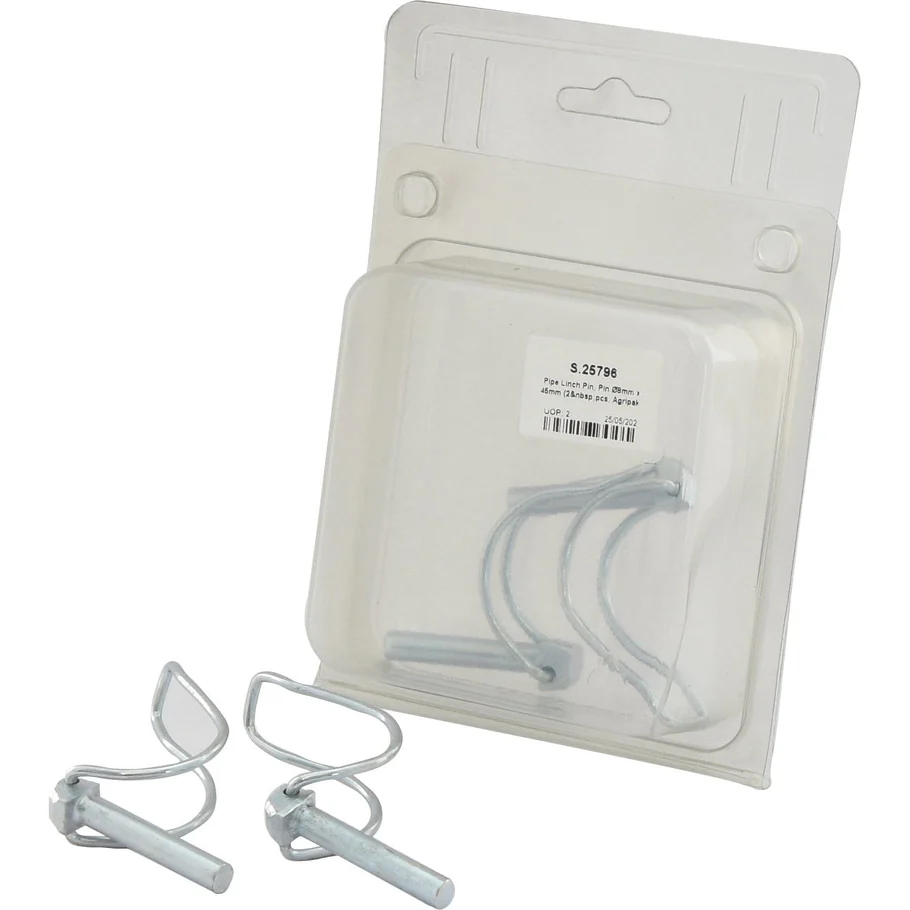 Pipe Linch Pin, Pin ?8mm x 45mm (2 pcs. Agripak) | Sparex Part No.S.25796?0.07 kg